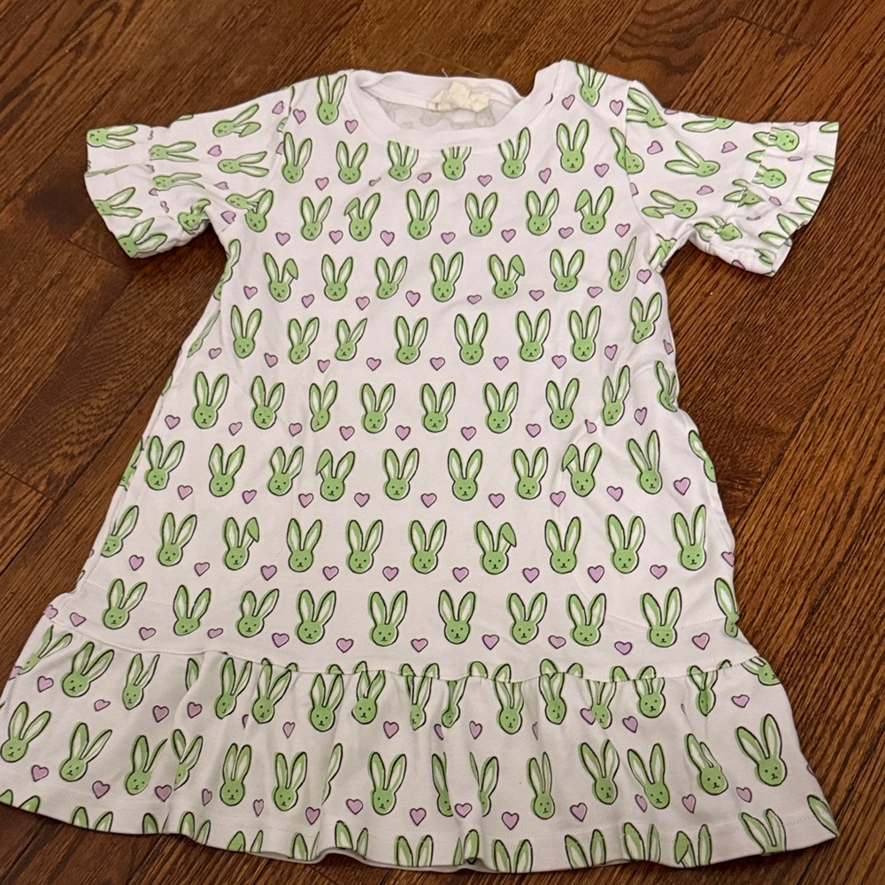 Roberta Roller Rabbit White Dress with Green Bunny Print